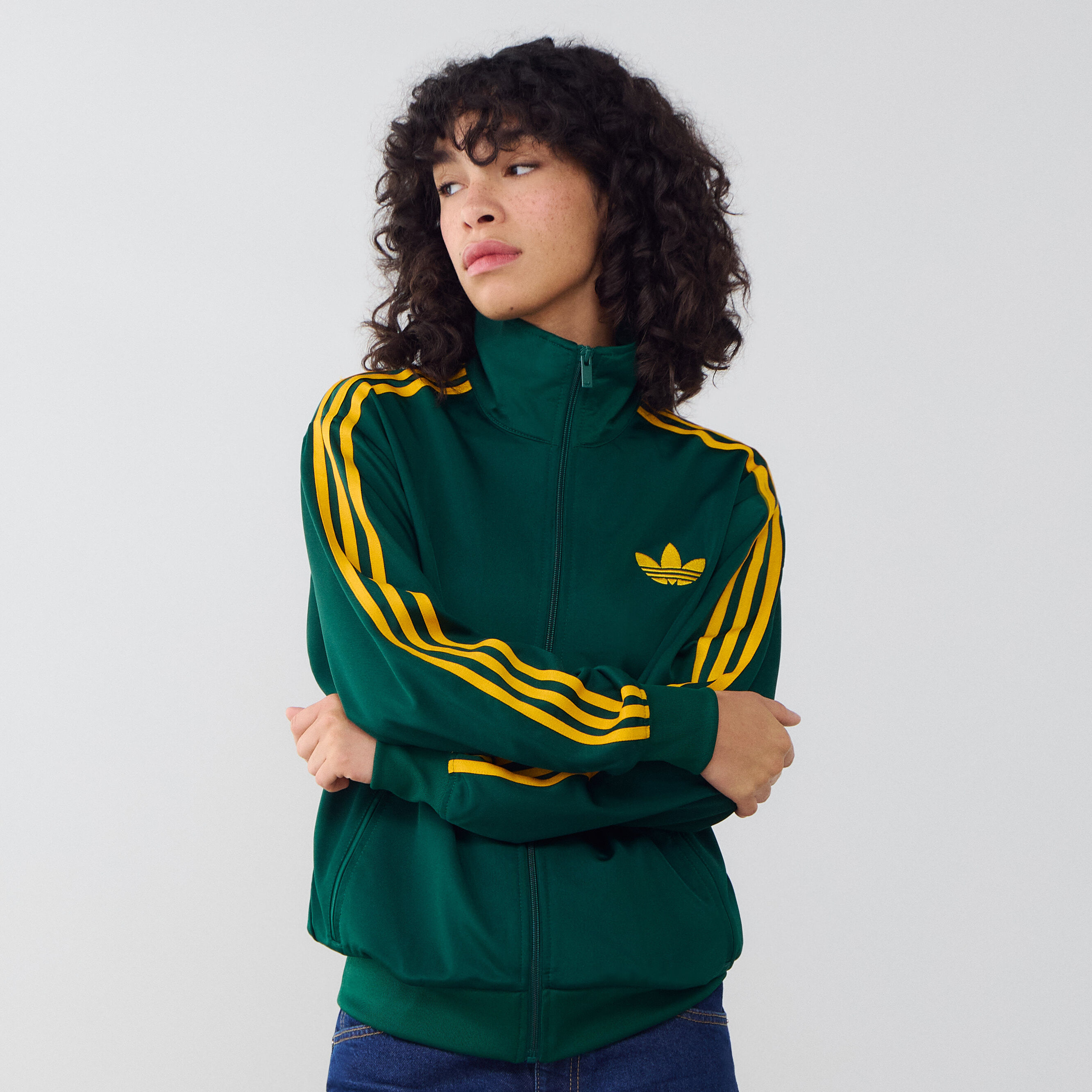 ADIDAS ORIGINALS JACKET FZ OVERSIZED FIREBIRD GREEN/YELLOW