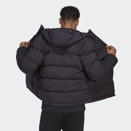 ADIDAS SPORTSWEAR Helionic Hooded Down Jacket Black / Black MEN