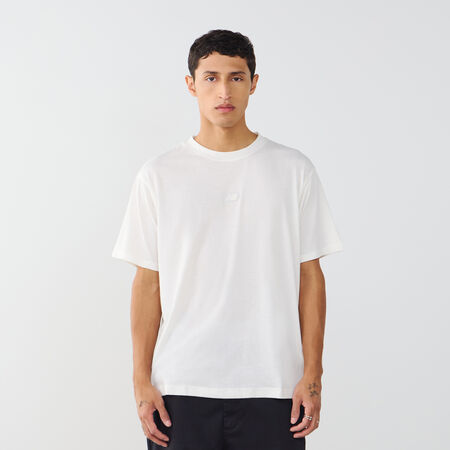 NEW BALANCE TEE SHIRT CENTERED LOGO ECRU HOMME