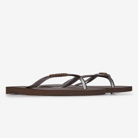 HAVAIANAS SLIM LOGO METALLIC BROWN WOMEN