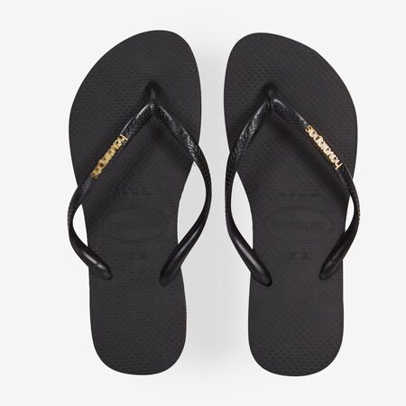 HAVAIANAS slim SLIM LOGO METALLIC NOIR FEMME
