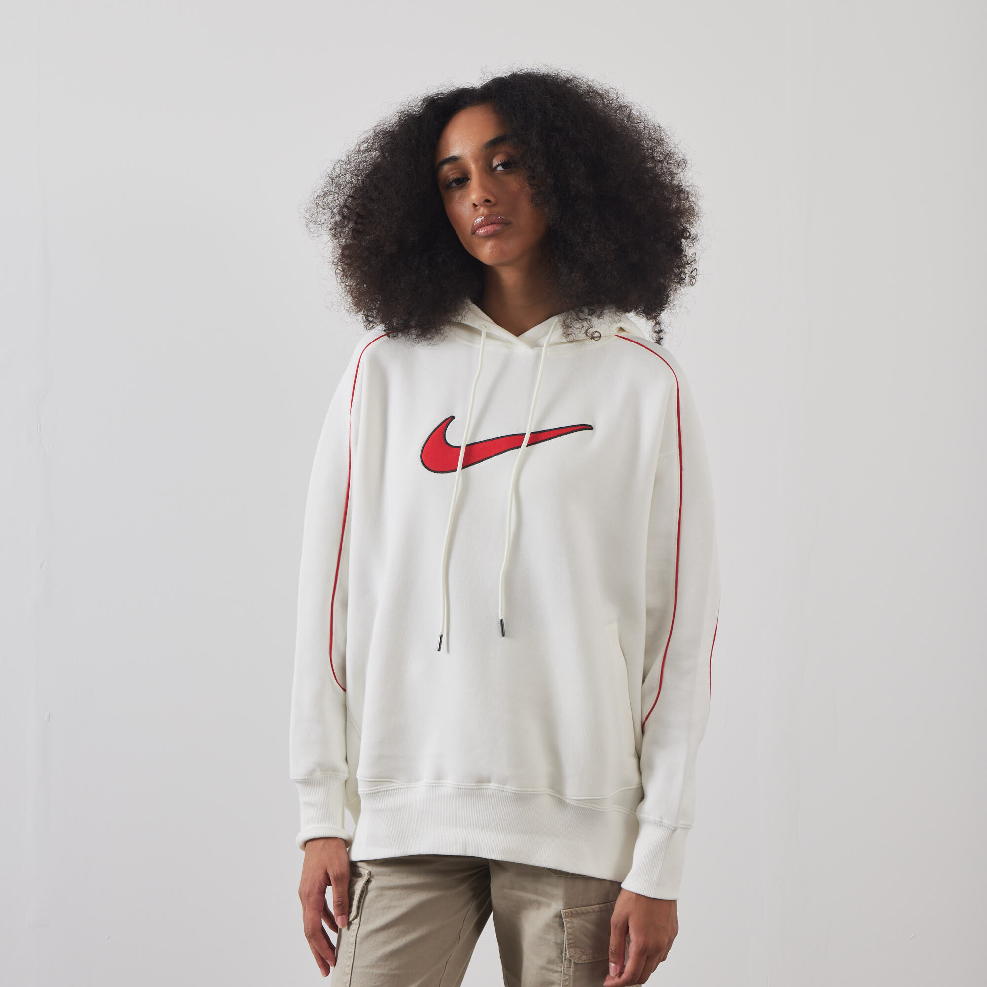 NIKE STREETWEAR GEL PACK HOODIE ECRU RED SWEATSHIRTS WOMEN