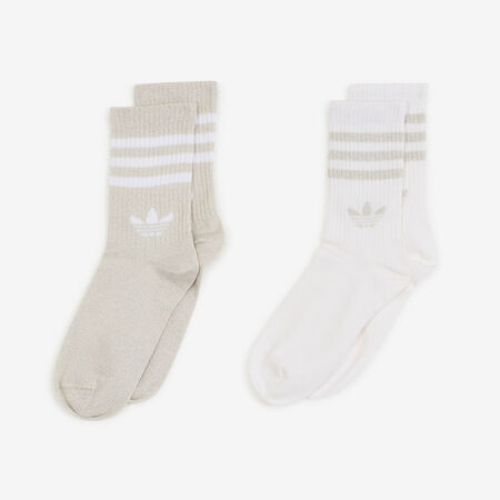 ADIDAS ORIGINALS CHAUSSETTES X2 CREW GLITTER BEIGE/WHITE UNISEX