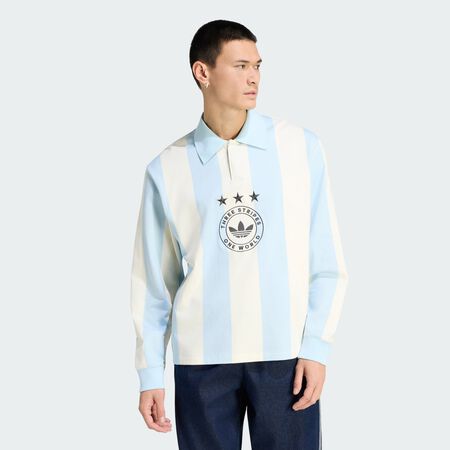 ADIDAS ORIGINALS ORIGINALS GRAPHIC LONG SLEEVE POLO Shirt Ice Blue / Cream White MEN
