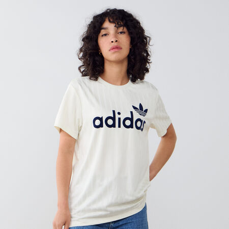 ADIDAS ORIGINALS TEE SHIRT LOGO WHITE/NAVY BLUE WOMEN