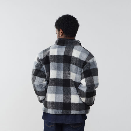 NIKE SWEAT HALF ZIP PLAID SHERPA NOIR/BLANC HOMME