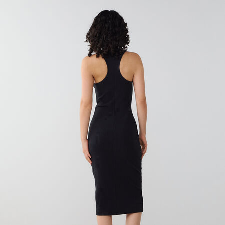 NIKE DRESS MIDI KNIT RIB NOIR FEMME