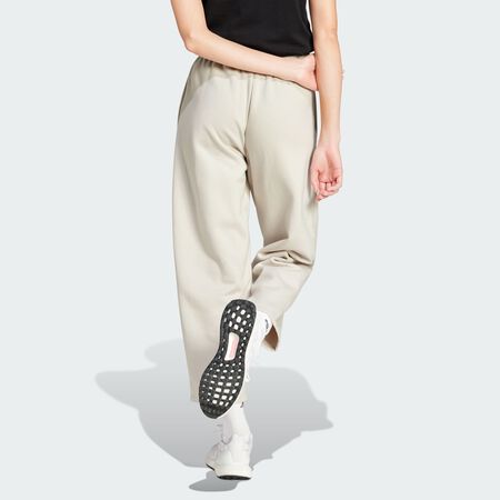 ADIDAS SPORTSWEAR Essentials Contemporary Logo Fleece Barrel Pants Beige WOMEN