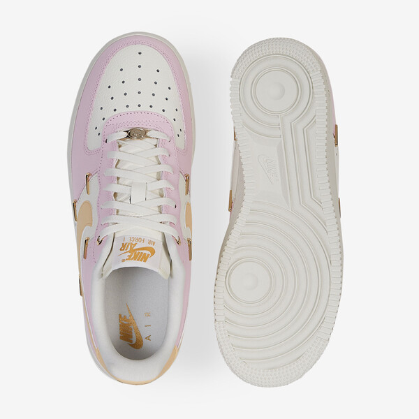NIKE AIR FORCE LOW METAL SWOOSH SNEAKERS FEMME ROSE/BEIGE