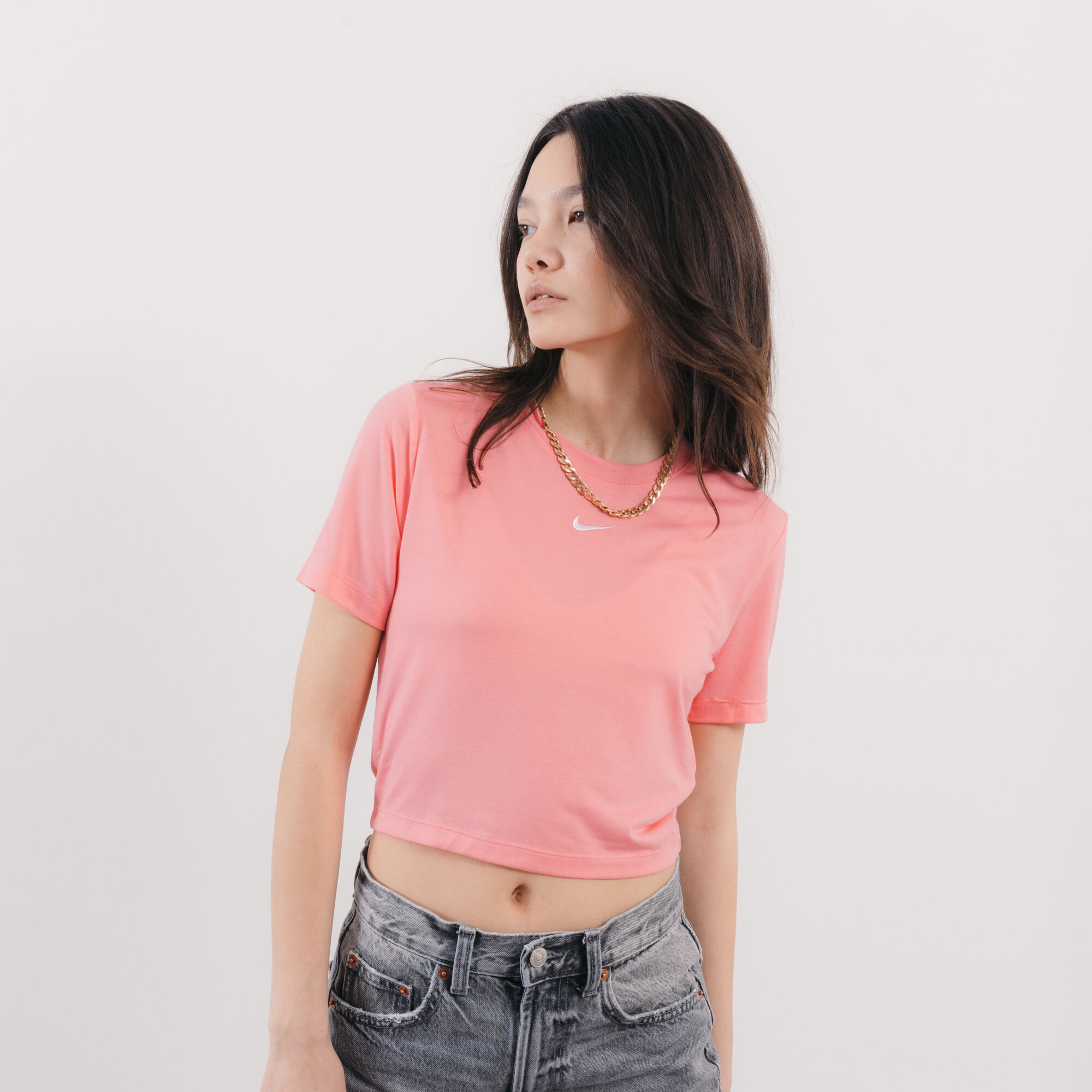 NIKE ESSENTIAL GRAPHIC CROP TOP PINK TSHIRTS WOMEN