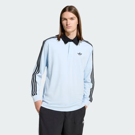 ADIDAS ORIGINALS 3-STRIPES RUGBY LONGSLEEVE POLO Crystal Sky MEN