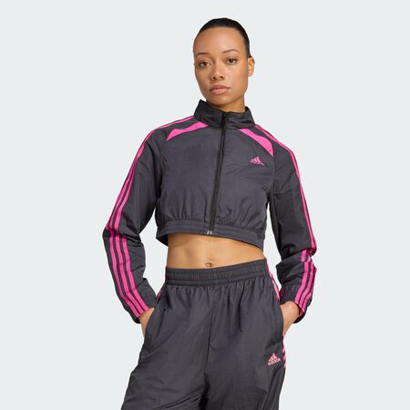 ADIDAS ORIGINALS Veste de surv&ecirc;tement courte Teamgeist Adicolor Black / Signal Green FEMME