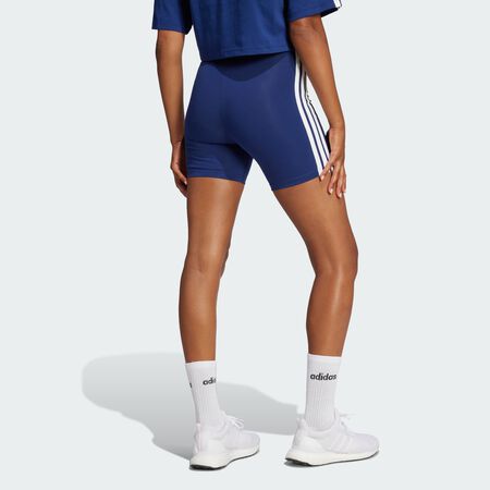ADIDAS SPORTSWEAR Essentials 3-Stripes High Waisted Biker Shorts Dark Blue / White WOMEN