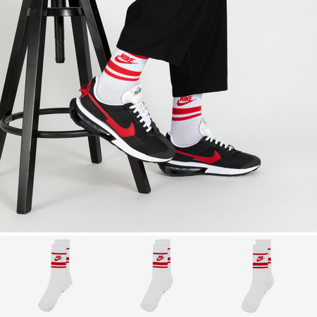 NIKE CHAUSSETTES X3 CREW STRIPE CHAUSSETTE MIXTE BLANC ROUGE Courir