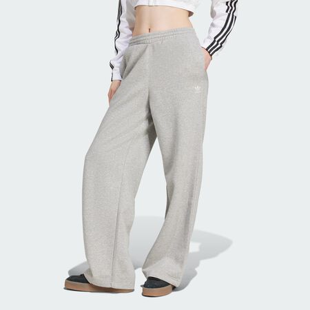 ADIDAS ORIGINALS Wide Leg Fleece Pants Medium Grey Heather WOMEN