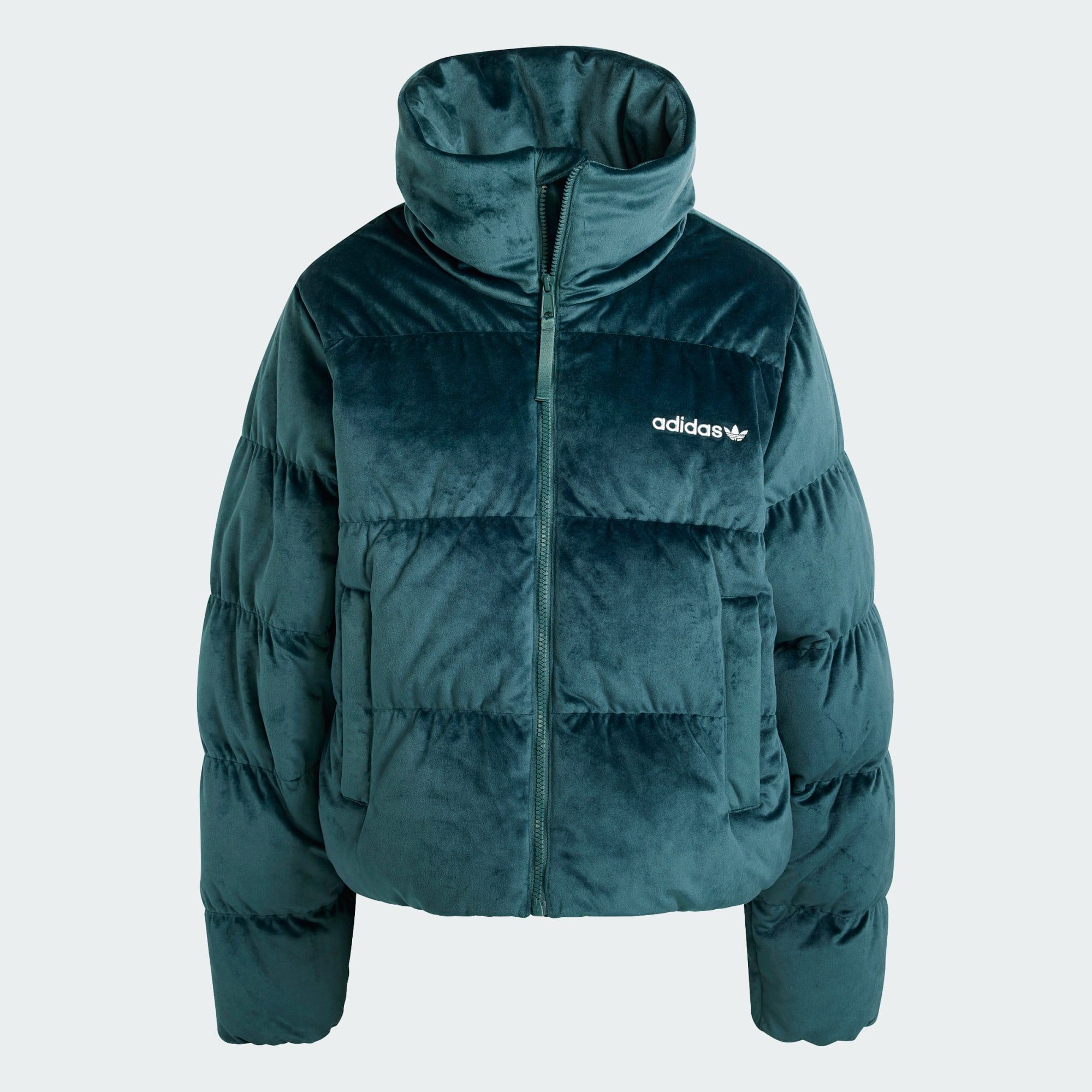 Green velvet padded jacket 2025