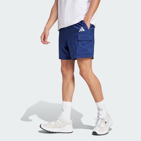 ADIDAS SPORTSWEAR Short cargo petit logo Essentials Chelsea Dark Blue / White HOMME
