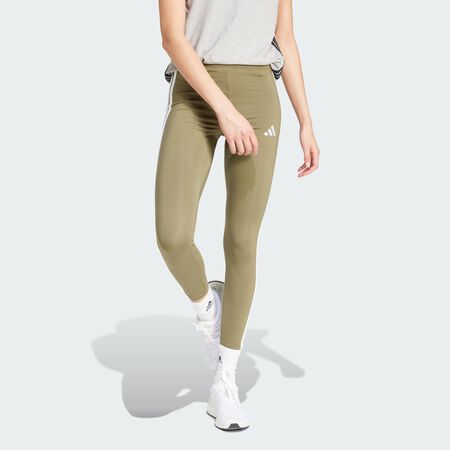 ADIDAS SPORTSWEAR Essentials 3-Stripes Cotton Leggings Olive Strata / White WOMEN