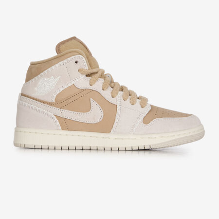 JORDAN AIR JORDAN 1 MID FUR MARRON/BEIGE FEMME