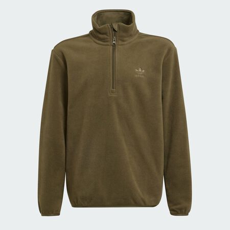 ADIDAS ORIGINALS Polar Fleece 1/2 Zip Sweatshirt Kids Olive Strata JUNIOR