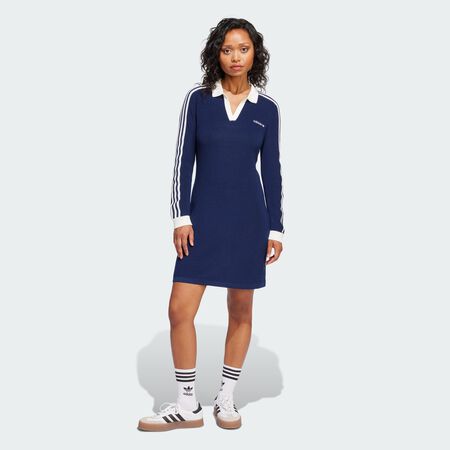 ADIDAS ORIGINALS Knitted Polo Dress Night Indigo / Off White WOMEN