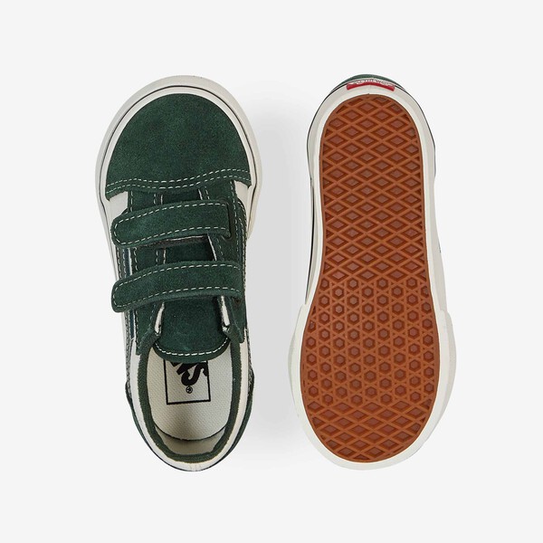 VANS OLD SKOOL V SNEAKERS ENFANT VERT/BLANC SCRATCH