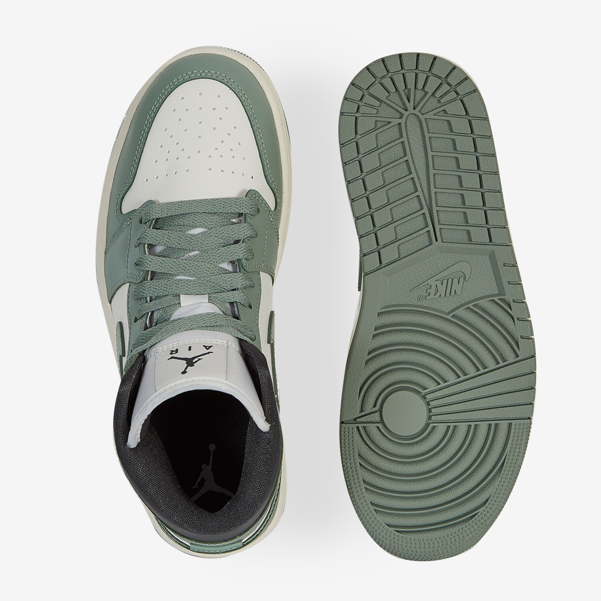 Air Jordan 1 Mid Jade Smoke  Beige/vert