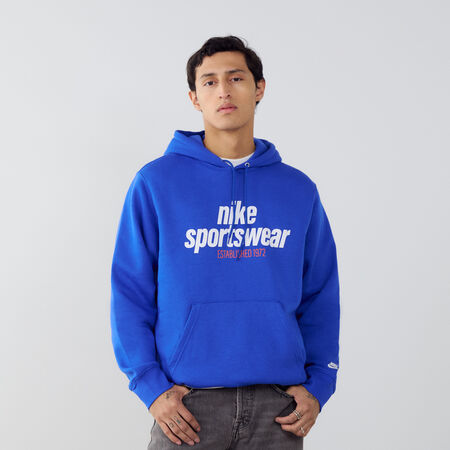 NIKE HOODIE LINEAR LOGO BLUE/WHITE MEN