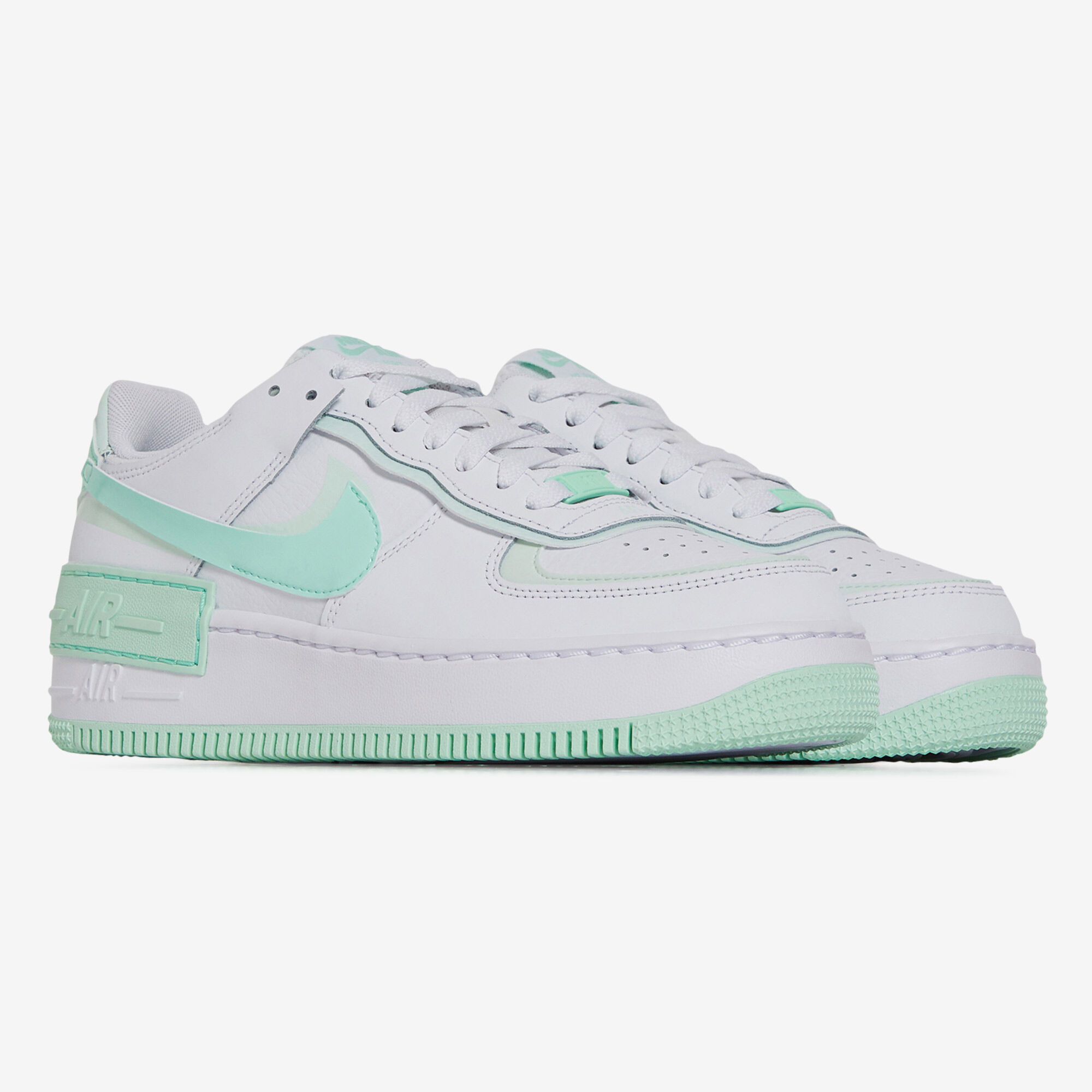 NIKE AIR FORCE 1 SHADOW BLANC VERT SNEAKERS FEMME LACETS Courir