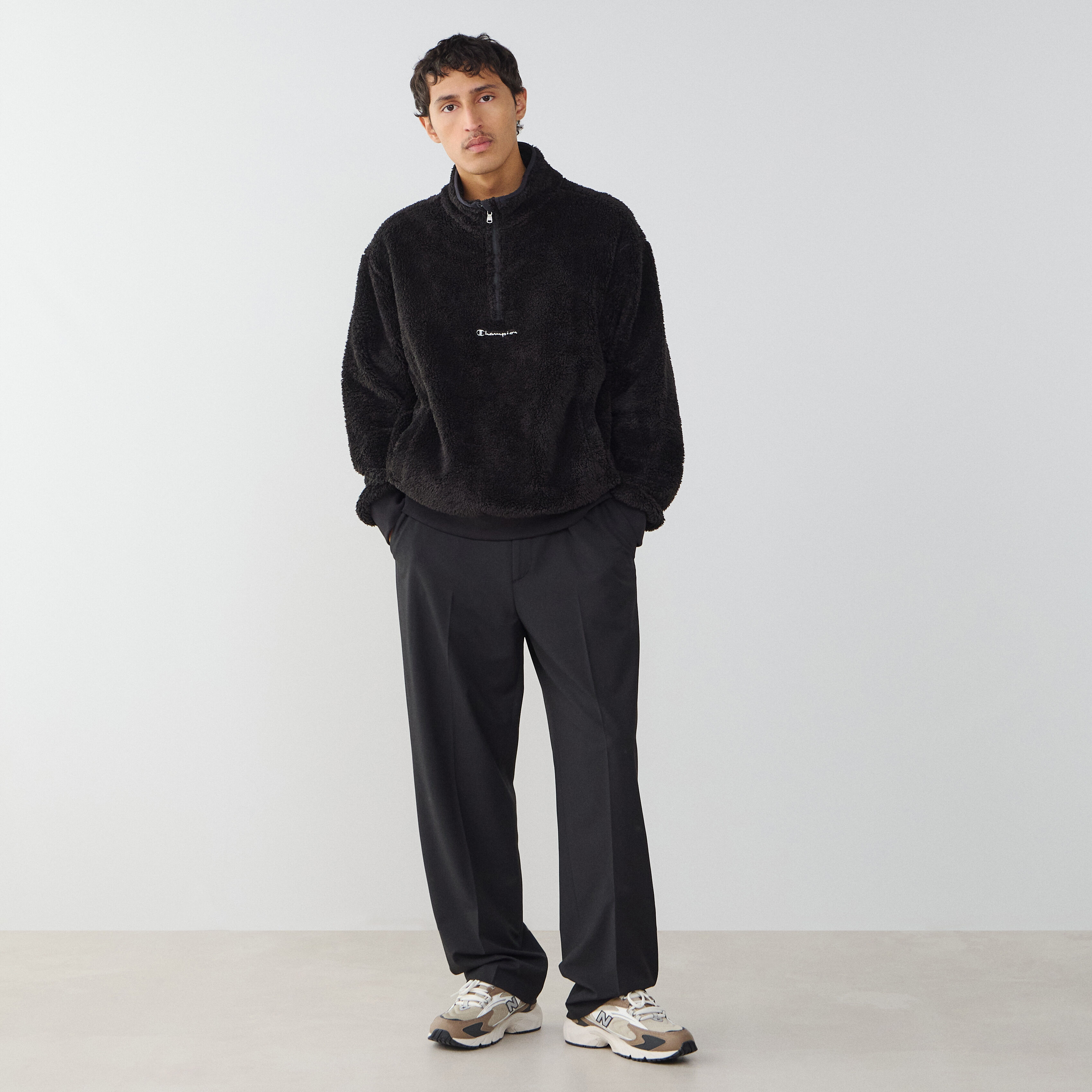 Hoodie Polar Half-zip  Noir/blanc
