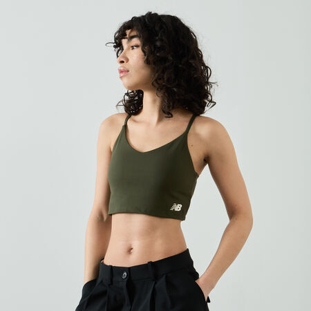 NEW BALANCE TOP CROP BRA SMALL LOGO KAKI WOMEN