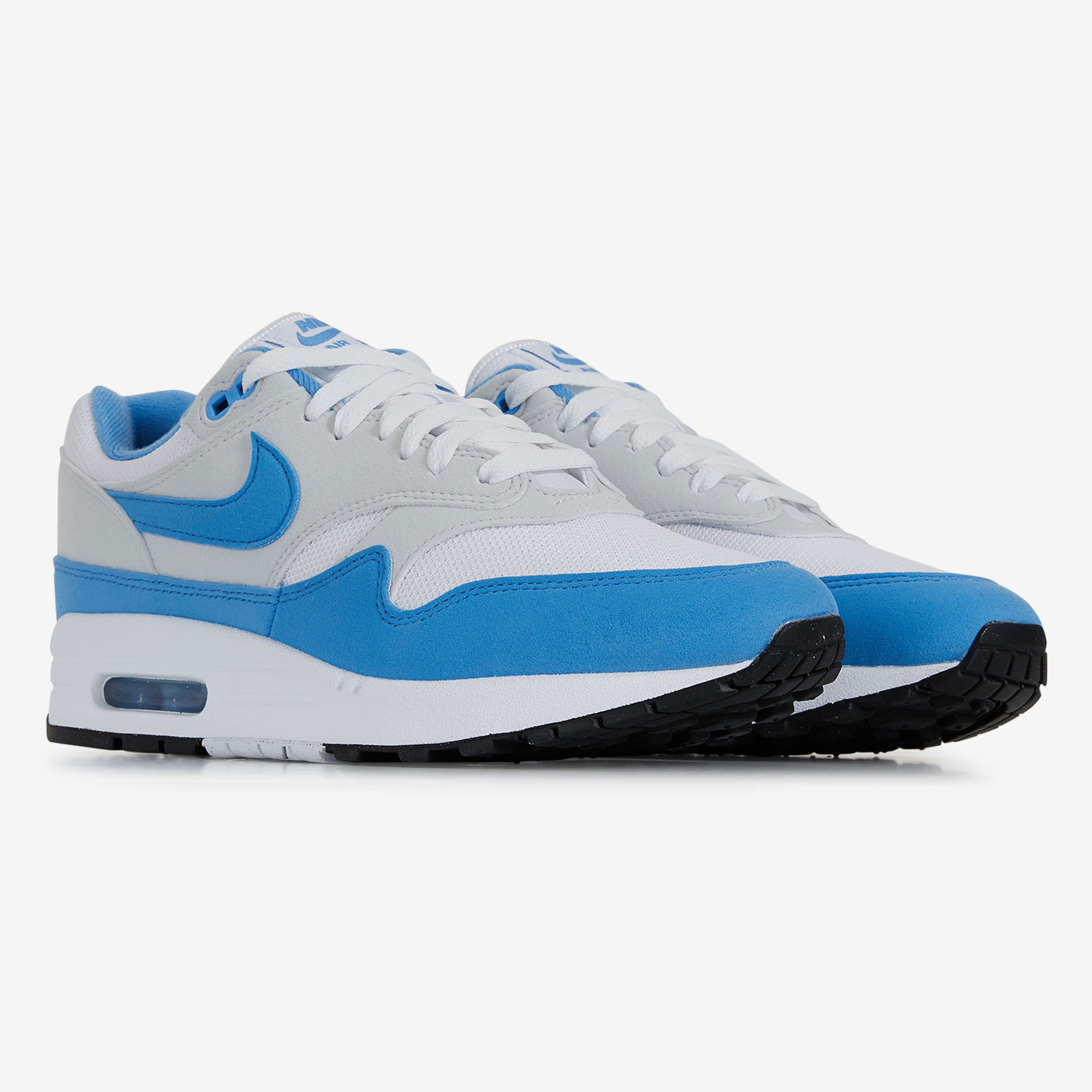 NIKE AIR MAX 1 BLANC BLEU SNEAKERS HOMME LACETS Courir