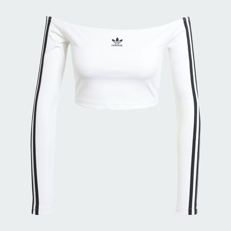T-shirt manches longues épaules dénudées Adicolor : White