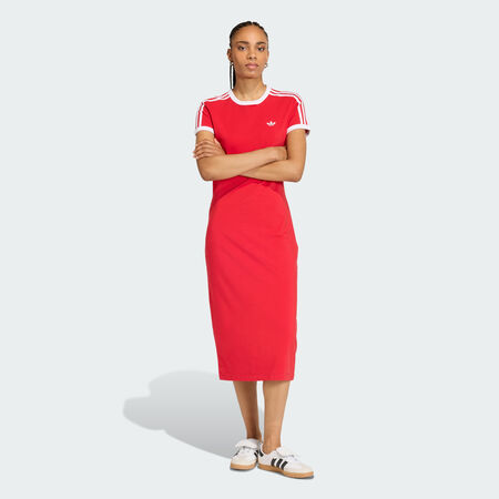 ADIDAS ORIGINALS ROBE À 3 BANDES (SLIM) Better Scarlet / White FEMME
