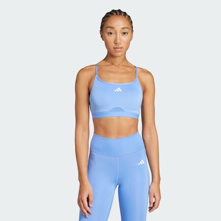 ADIDAS PERFORMANCE Aeroreact Training 3-Stripes Bra Blue Fusion WOMEN