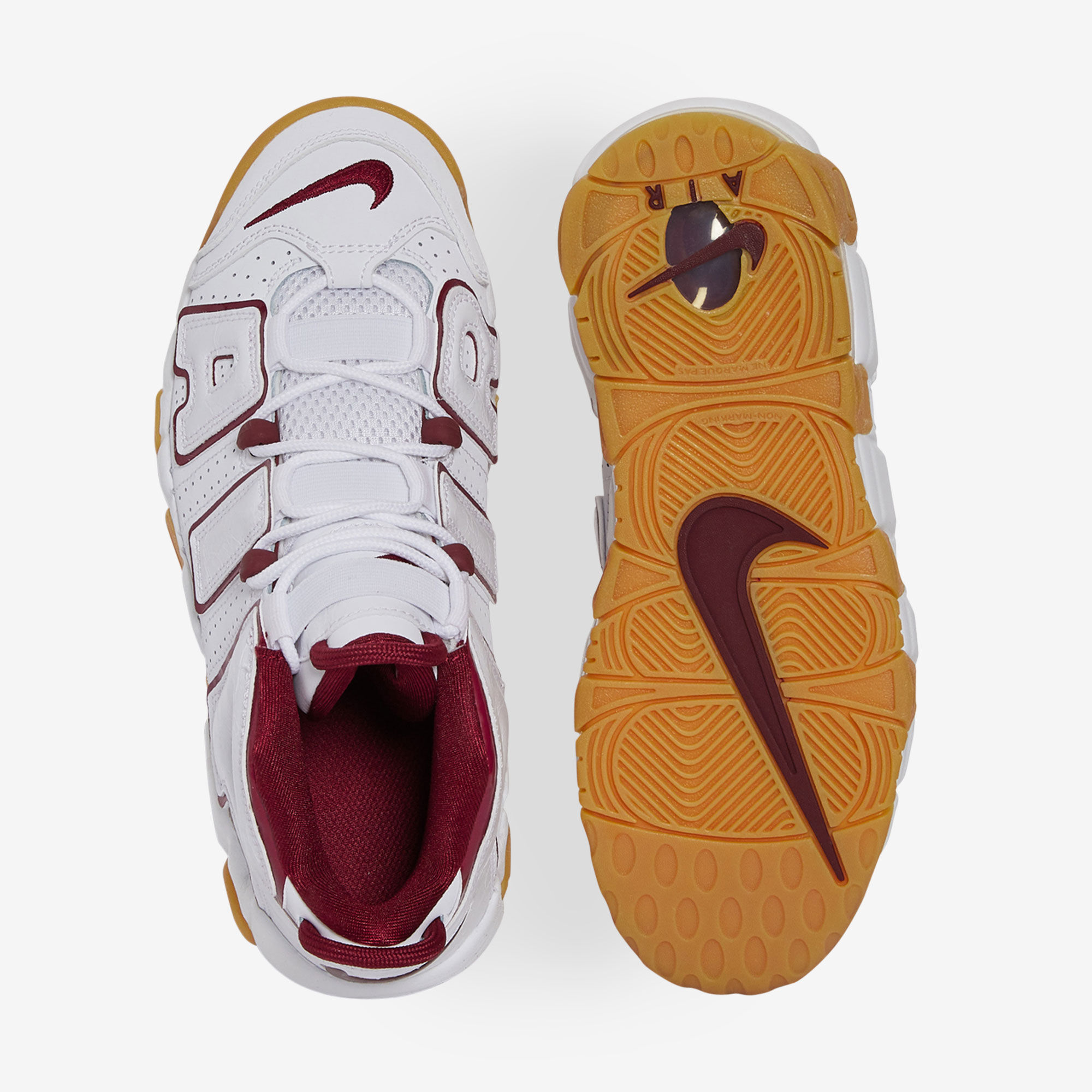 NIKE AIR MORE UPTEMPO BLANC ROUGE SNEAKERS ENFANT LACETS Courir