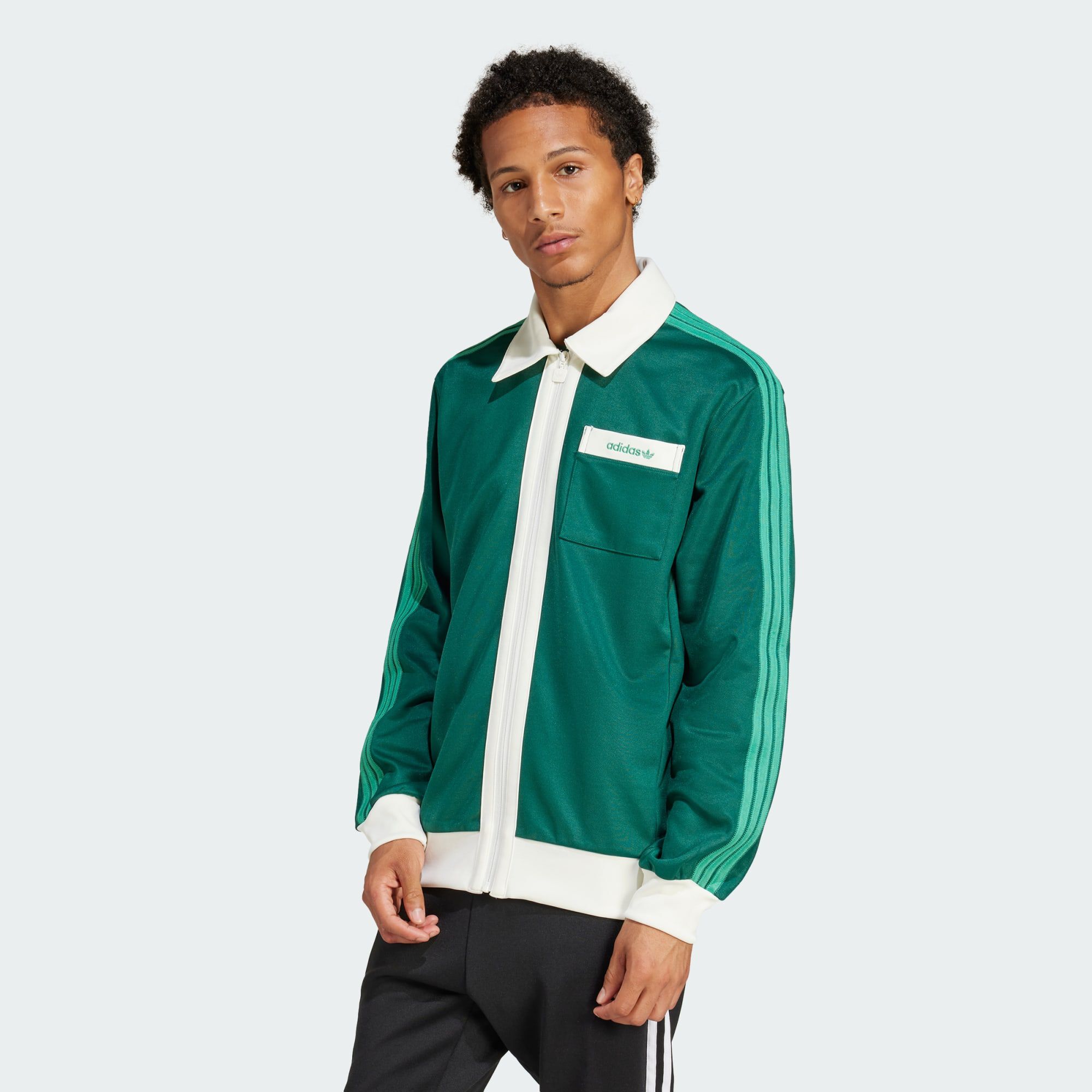 Mens green adidas tracksuit top sales