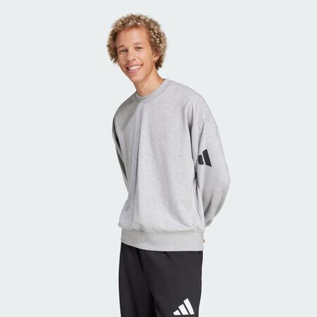 ADIDAS ORIGINALS Sweat-shirt logo à 3 bandes coupe ample Essentials Medium Grey Heather / Black HOMME