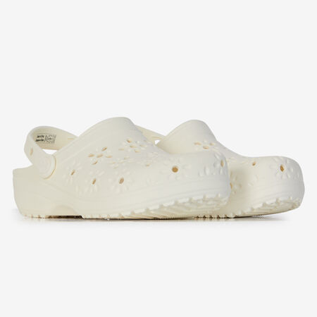 CROCS CLASSIC FLORAL CUT OUT CLOG WHITE WOMEN