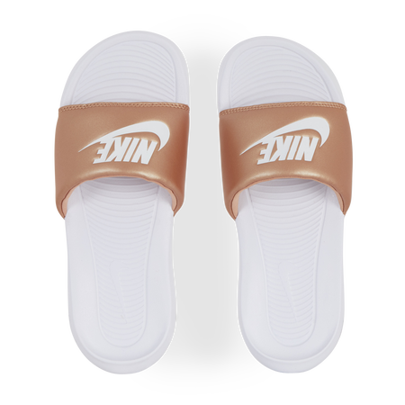 Nike slides purple with gold check 2025