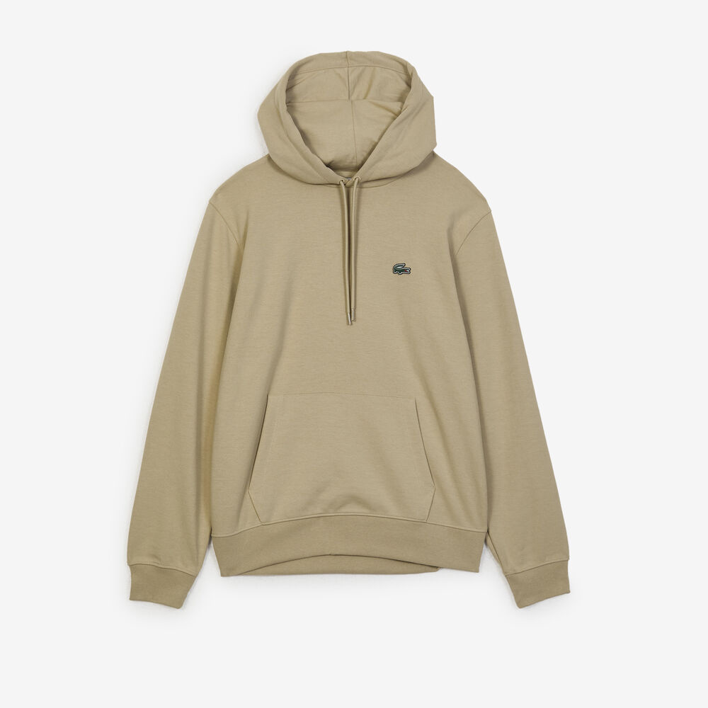 LACOSTE HOODIE CLASSIC LOGO SL BEIGE/GREEN SWEATSHIRTS MEN