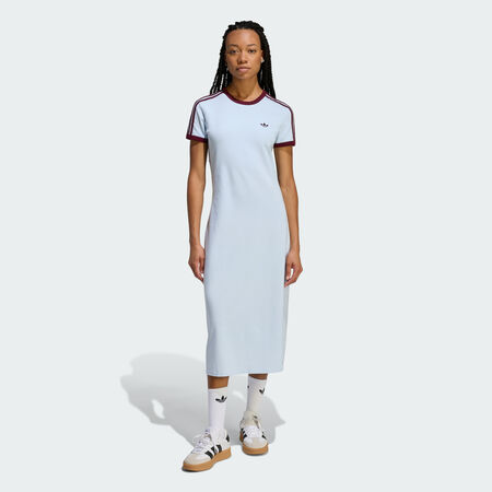 ADIDAS ORIGINALS 3 STRIPES DRESS (SLIM) Crystal Sky / Maroon WOMEN