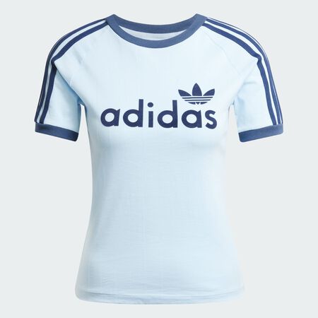 ADIDAS ORIGINALS Linear Graphic Cali Tee Clear Sky / Off White WOMEN
