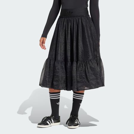 ADIDAS ORIGINALS Waistband Tulle Maxi Skirt Black WOMEN