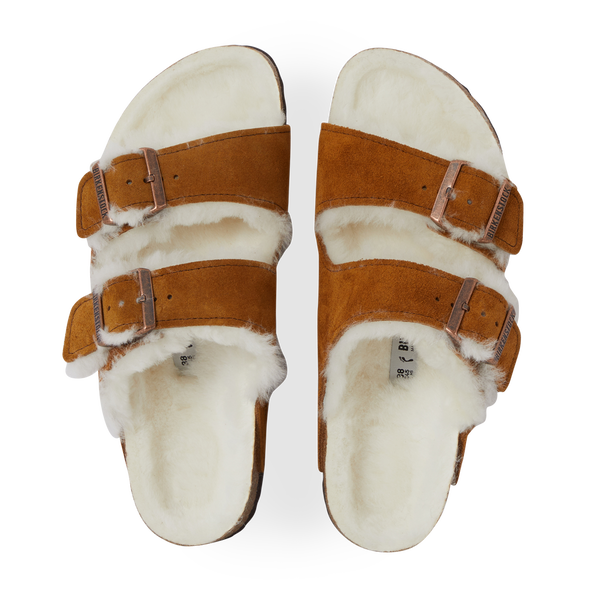 BIRKENSTOCK ARIZONA SHEARLING MINK CARAMEL SNEAKERS WOMEN