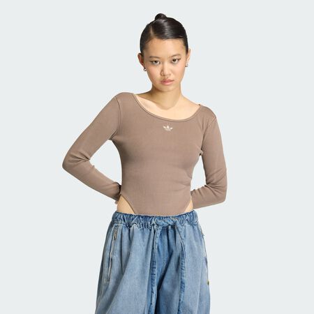 ADIDAS ORIGINALS ESSENTIALS RIB LONGSLEEVE BODYSUIT WASHED Earth Strata WOMEN