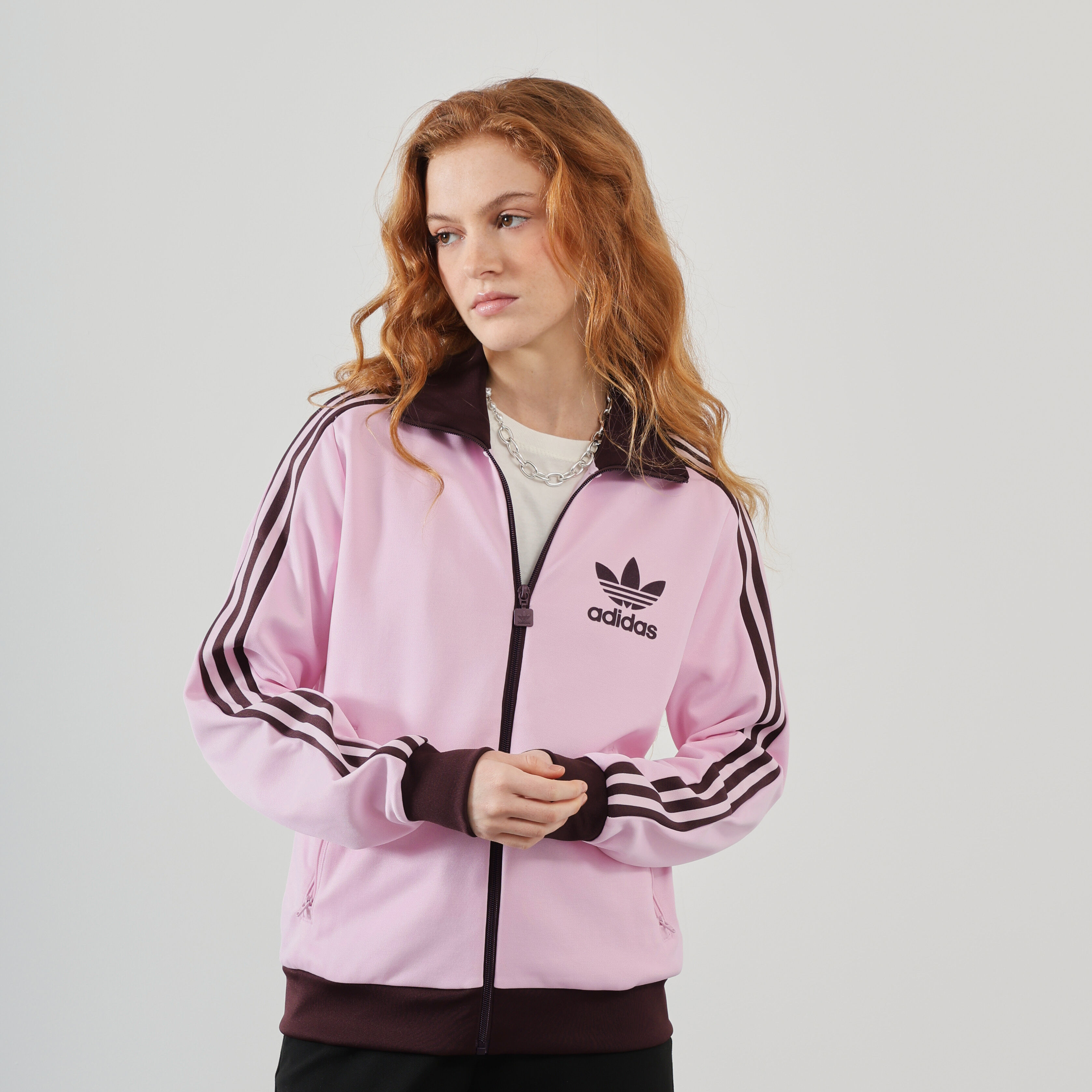 ADIDAS ORIGINALS JACKET FZ BECKENBAUER MARRON ROSE NOIR BLOUSON