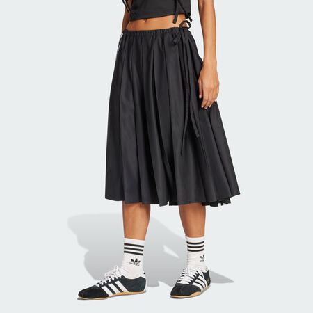 ADIDAS ORIGINALS Ribbon Pleated Maxi Skirt Black WOMEN