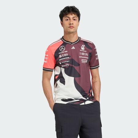 ADIDAS PERFORMANCE Mercedes - AMG Petronas Formula One Team Driver Jersey Authentic Summer Pack Aurora Ruby / Turbo / Off White MEN