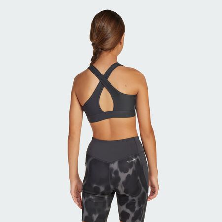 ADIDAS SPORTSWEAR All Sports Animal-Print Sports Bra Kids Grey Five / Carbon / Black JUNIOR